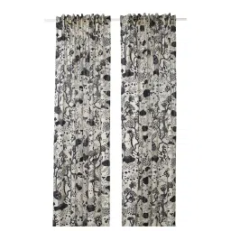 stockholm 2025 Curtains, 1 pair, white/black/with heading tape, 145x250 cm-image-4