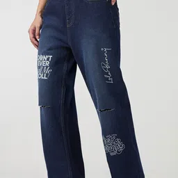 Bewakoof Women Straight Fit High-Rise Low Distress Light Fade Non Stretchable Cotton Jeans-image-22