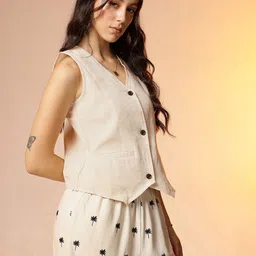 CORSICA Solid Waist-Coat Style Top image 4