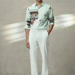 Mufti Men Slim Fit Spread Collar Abstract Printed Casual Shirt image 2