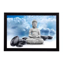 eCraftIndia White & Blue Lord Buddha UV Wall Art-picture-37