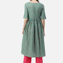 AHIKA Women Green Ethnic Motifs Printed Anarkali Kurta image 2