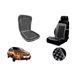 Auto Pearl Car Wooden Bead Seat Cushion with Grey Velvet Border Compatible for Tata Indigo CS-picture-37