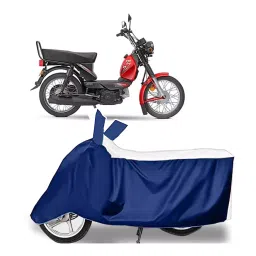 Auto Pearl Two Wheeler Cover for TVS XL 100 Comfort - White, Blue-picture-39
