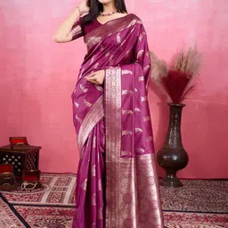 VARNI FABRICS Floral Woven Design Banarasi Saree-image-77