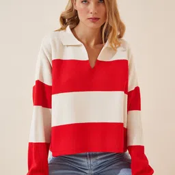 Happiness istanbul Women Striped Pullover-image-25