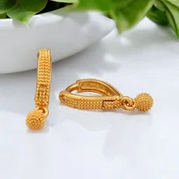 SHREE KRISHNA SHOPPING Women Gold Brass Gold Pleated Hoop Earring-picture-10