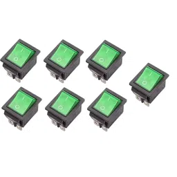 Kamkon 16 A/20 A DPST 4 Terminals Rocker Boat Switch Indicator Green (Pack of 8) image 1