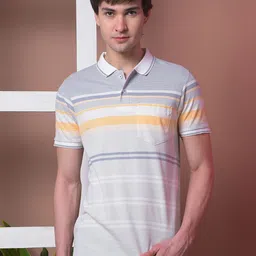 COBB Men Striped Polo Collar Cotton T-shirt image 1