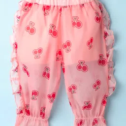 Kookie Kids Cotton Full Length Lounge Pant Cherry Print -  Pink-image-62