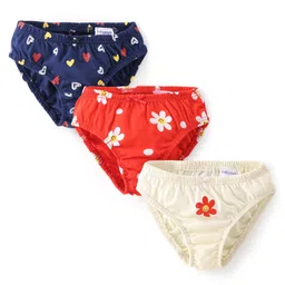 Babyoye Cotton Eco Conscious Panties Floral Print Set of 3 - Blue Red and White-picture-10