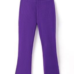 Honeyhap Premium  Cotton Elastane Full Length Solid Flared Leggings - Pansy Violet-picture-49