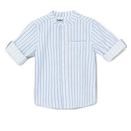 Milou Cotton Full Sleeves Striped Shirt - Blue & White-image-11
