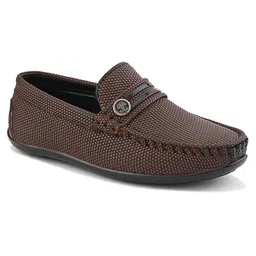 MLTC Self Design Textured Slip On Loafers - Brown-picture-11