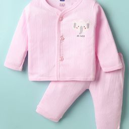 Simply Interlock Knit Full Sleeves Night Suit with Animal Print - Light Pink-picture-12