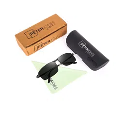 Peter Jones Eyewear Unisex Black Lens & Black Aviator Sunglasses with image 2