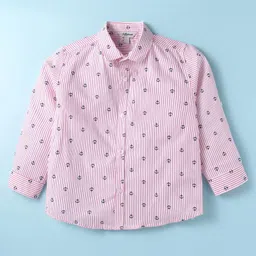 ToffyHouse 100% Cotton Knit Full Sleeves Striped & Nautical Theme Printed Shirt Trouser Set with Bow & Suspender - Navy Blue image 2