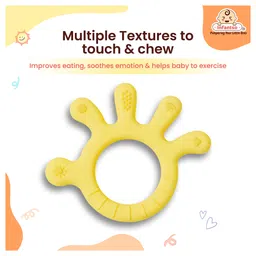 Infantso Non-Toxic Food-Grade Silicone Baby Teether, BPA-Free for Pain-Relief Easy Teething, for 2+ Months Babies (Yellow) image 2