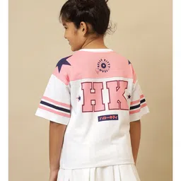 Kidsville Cotton Knit Hello Kitty Featuring Half Sleeves Character Printed Tee - White & Pink image 3