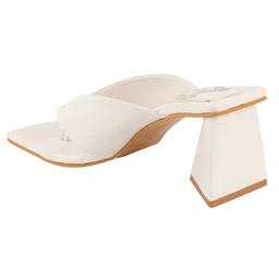 Shoetopia Solid Mules Heel Sandals - White image 3