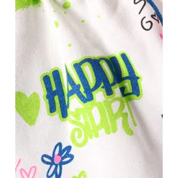 Doreme Terry Knit Ankle Length Shorts With Text Print - White image 4