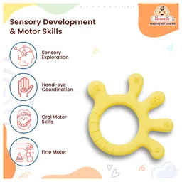 Infantso Non-Toxic Food-Grade Silicone Baby Teether, BPA-Free for Pain-Relief Easy Teething, for 2+ Months Babies (Yellow) image 4