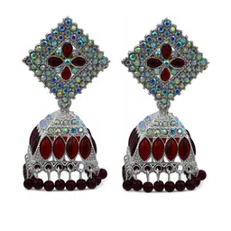 utkarsh Maroon Color Jhumka Earrings Set image 5