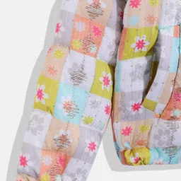 Monte Carlo Girls Floral Printed Mock Collar Quilted Jacket with Sequinned Detail image 2