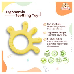 Infantso Non-Toxic Food-Grade Silicone Baby Teether, BPA-Free for Pain-Relief Easy Teething, for 2+ Months Babies (Yellow) image 5