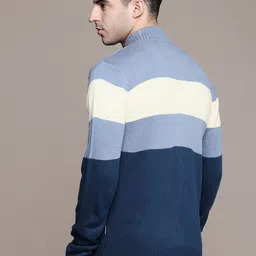 The Roadster Life Co. Mock Neck Front-Open Colourblocked Sweater image 4