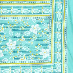 HERE&NOW Floral Printed V-Neck Pure Cotton Panelled A-Line Kurta & Trousers With Dupatta image 5