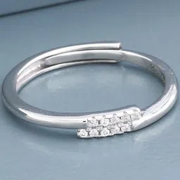 Kushal's Fashion Jewellery 92.5 Sterling Silver Rhodium-Plated Finger Ring image 2