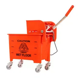 Mrinmoyee 20 Ltr Single Bucket Mop Wringer Trolley Red - IN0669 image 2