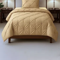 THE WHITE MOSS Beige Pleated AC Room Comforter & Pillow Covers-picture-39