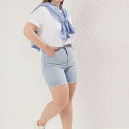 Trendyol Women Mid-Rise Skinny Fit Denim Shorts-picture-33