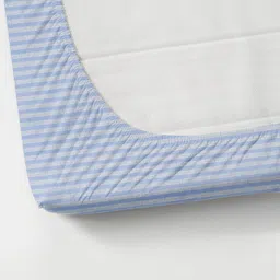 FURNOFY Blue & White Striped 130 GSM Skin Friendly Bedsheet with 2 Pillow Covers image 2