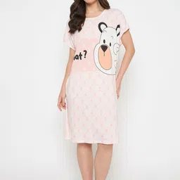 Camey Women Printed Round Neck Nightdress-image-97