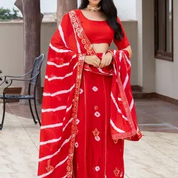 PRETTY PALLU Round Neck Gotta Patti Ready to Wear Lehenga & Blouse With Dupatta-picture-38