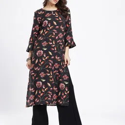 Anouk Rustic Keyhole Neck Floral Printed Straight Kurta image 3