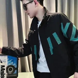 HERE&NOW Men Spread Collar Typography Printed Casual Bomber Jacket image 4