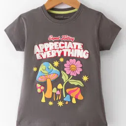 Doreme Single Jersey Half Sleeves Mushroom Print Top - Grey-picture-27