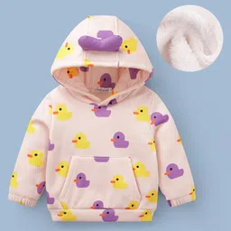 Mark & Mia Full Sleeves Hooded Sweatshirt With Duck Print & Kangaroo Pockets - Beige-picture-19