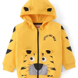 Mark & Mia Terry Knit Full Raglan Sleeves Hooded Sweatjacket with Tiger Print & Applique & Kangaroo Pockets - Yellow-picture-28