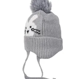 Kid-O-World Knit Bunny Designed Cap - Grey - Diameter - 50 Cm image 2