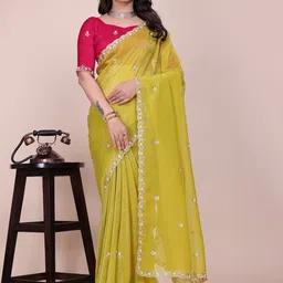 Zeenat Duniya Embellished Embroidered Pure Chiffon Maheshwari Saree-picture-16