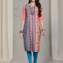 7Threads Women Ethnic Motifs Printed stright kneelength sequnis image 5