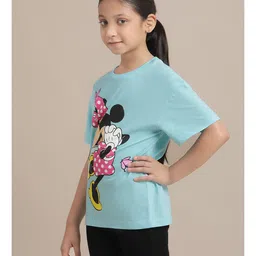 Kidsville Mickey & Friends Featuring Half Sleeves Minnie Mouse Printed Tee - Blue image 4