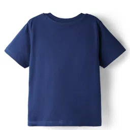 Honeyhap Premium Cotton Knit Half Sleeves Bio Finish Night Suit with Text & Star Print - Navy Peony image 3