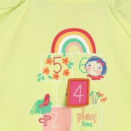 MINI KLUB Cotton Half Sleeves Numerical Printed Top - Green image 4