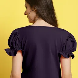 Metronaut Women Pack Of 2 Solid Round Neck Puff Sleeves Tops image 5